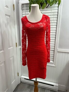 charlotte russe red lace dress Red Lace Charlotte Russe Dress size L